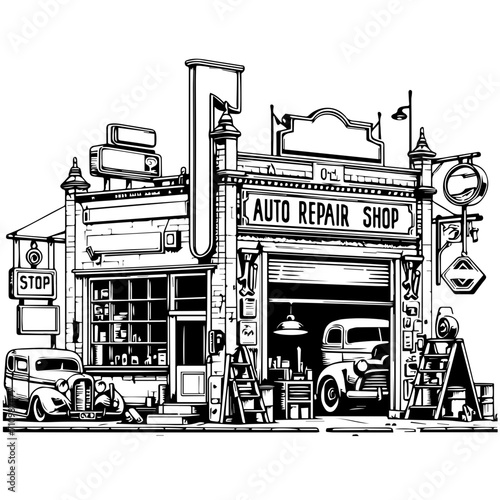 Auto Repair Shop Vector Logo Art