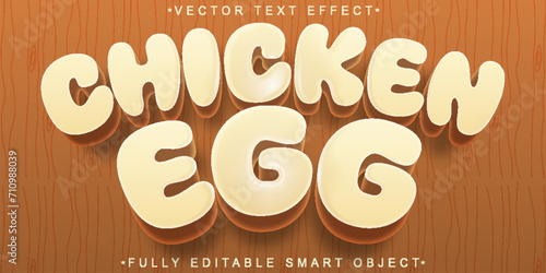 Cartoon Chicken Egg Vector Fully Editable Smart Object Text Effect