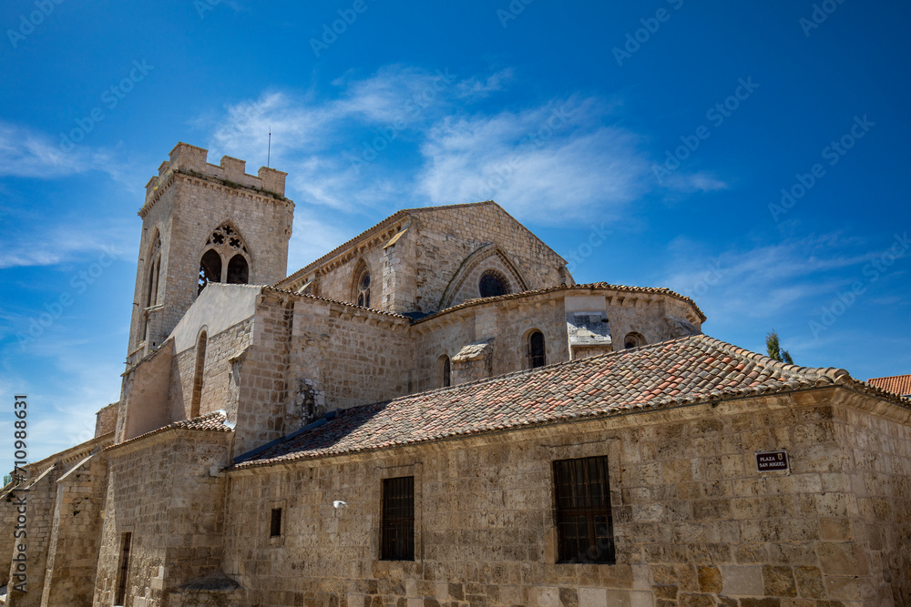 Rear view of the gothic church of San Miguel in Palencia, Castilla y Leon, Spain