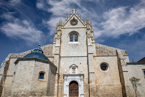 Gothic style facade of the Catholic Cathedral of San Antolín in Palencia, Castilla y Leon, Spain photo