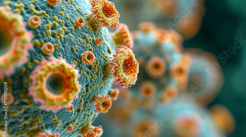 Varicella Zoster Virus Chickenpox under a Microscope AI Generated photo