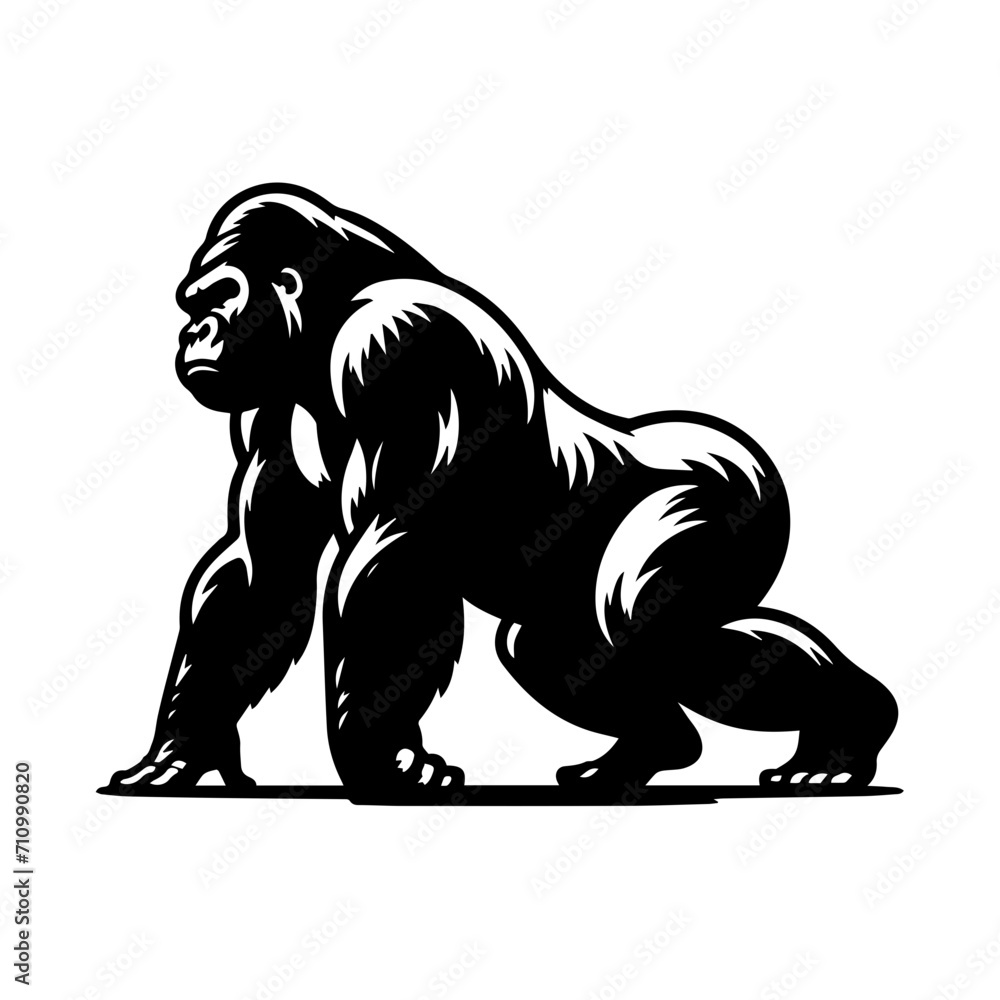 silverback gorilla on all fours Vector Logo Art Stock Vector | Adobe Stock