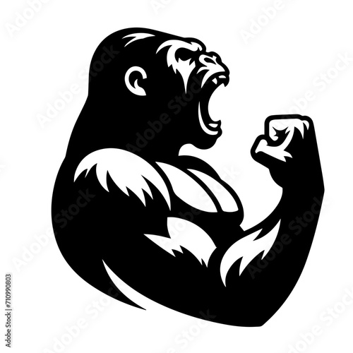 silverback gorilla flexing muscles Vector Logo Art