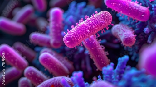 Close-up of Acinetobacter baumannii bacteria under a microscope AI Generated