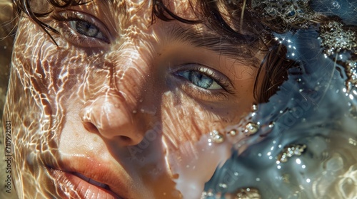 Portrait of a beautiful young woman in the water close-up. Lifestyle © CaptainMCity