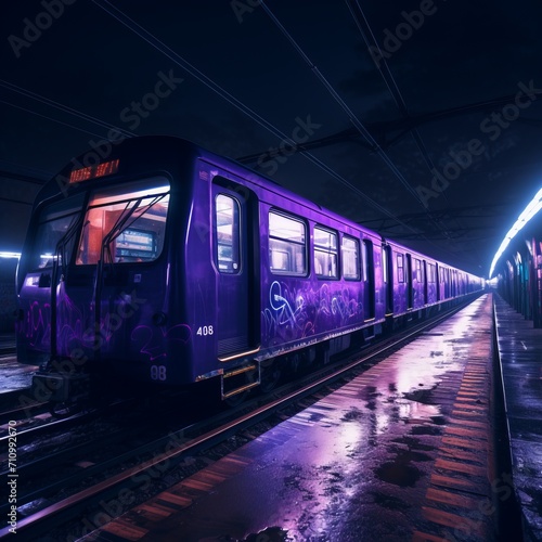 Generative AI image of purple Brazilian subway