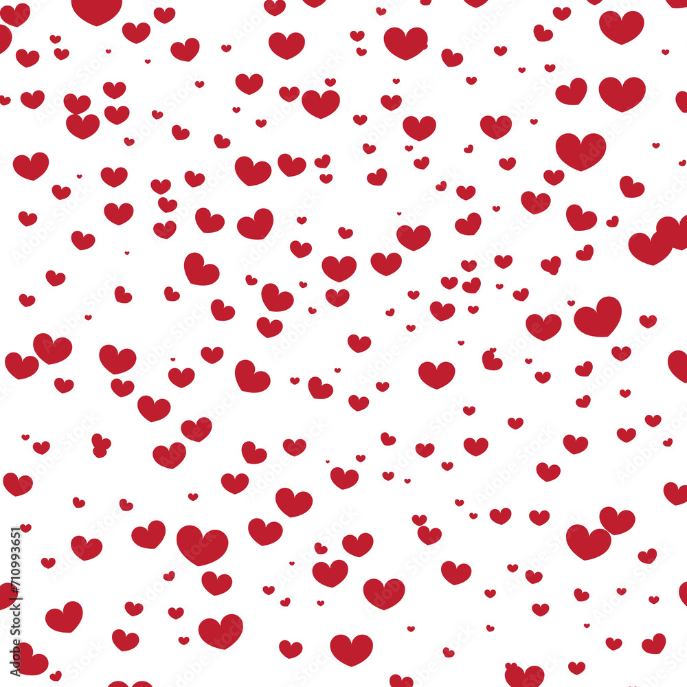 Red Hearts Falling. Valentine’s day Background.