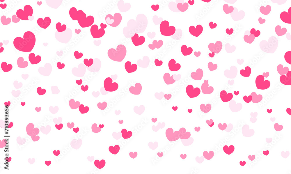 Pink Hearts Falling. Valentine’s day Background.