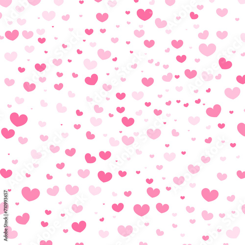 Pink Hearts Falling. Valentine’s day Background.