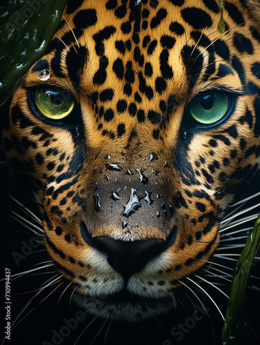 a rainforest scene reflected in a jaguar s eyes  in the style of photorealism  environmental themes created with Generative Ai