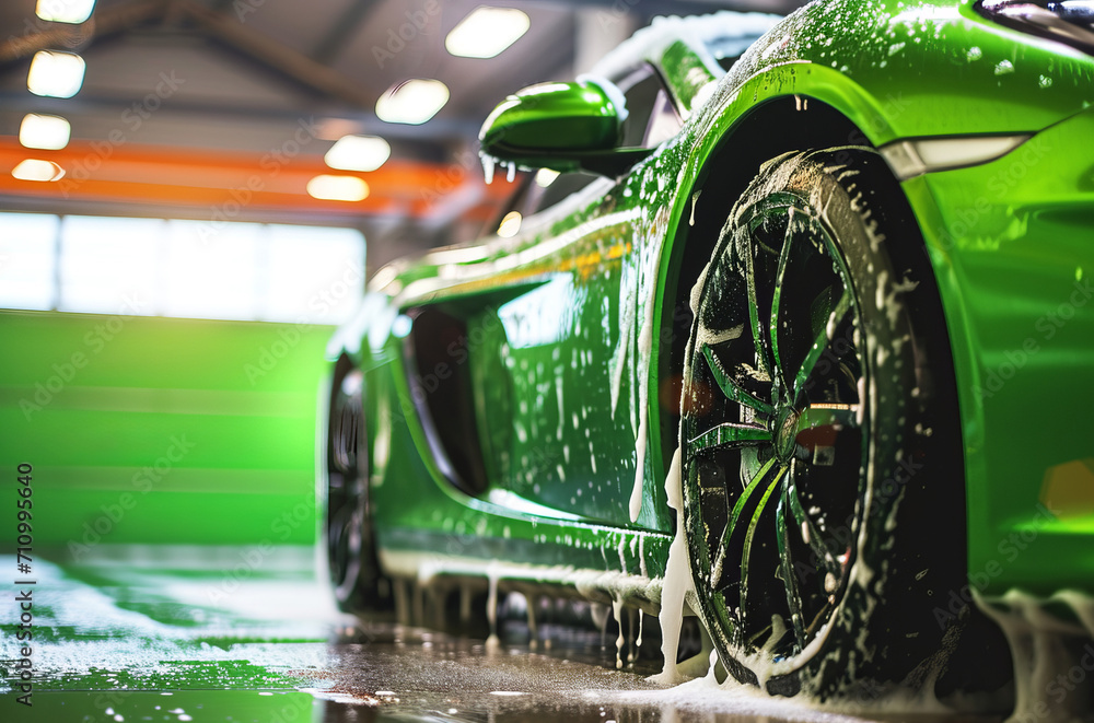 Carwash detailing, polishing and cleaning in automotive service maintenance station Carwash detailing, polishing and cleaning in automotive service maintenance station