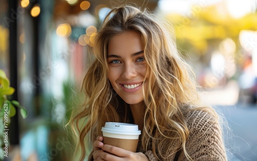 A happy young beautiful wom...