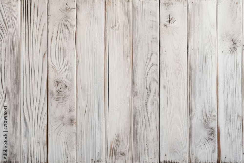 Fototapeta premium Whitewashed aged wooden planks texture with natural grain details, distressed vertical boards
