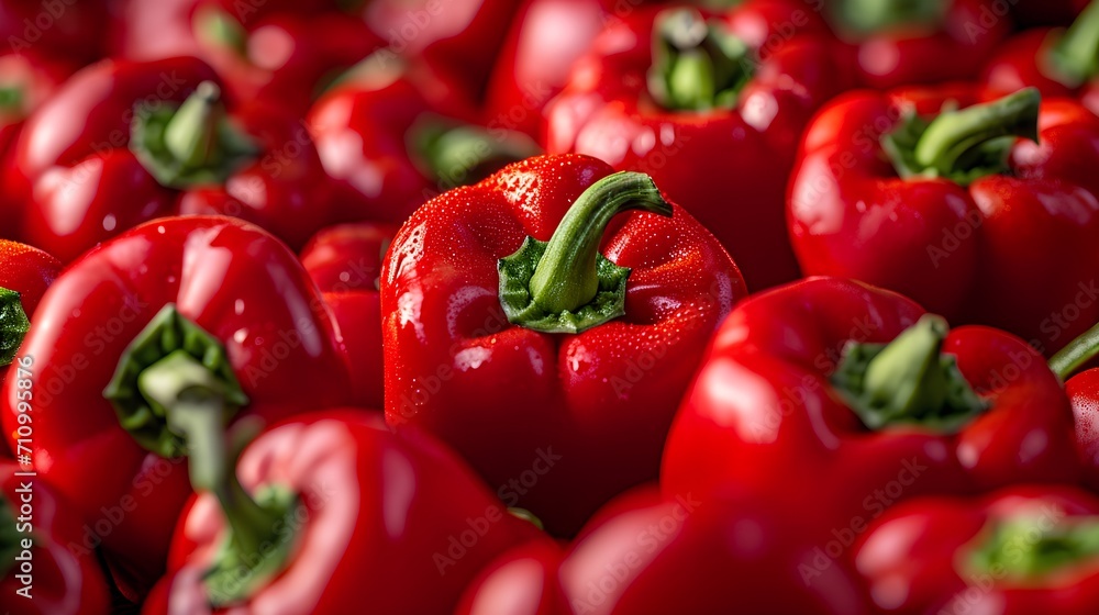 Close up fresh red paprika filling the frame. Sweet bell peppers vegetable. Close up fresh red paprika filling the frame. Sweet bell peppers vegetable.
