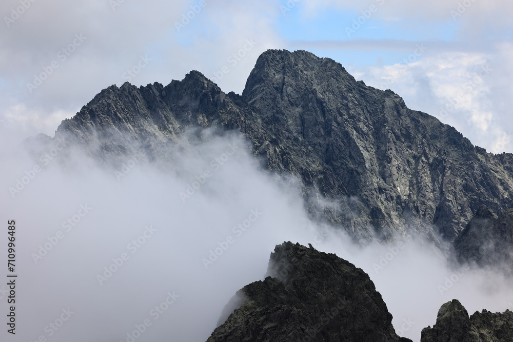 Končistá is a beautyfull mountain in the Tatra Mountains, Slovakia. Excellent view of the peak in the clouds in summer. 