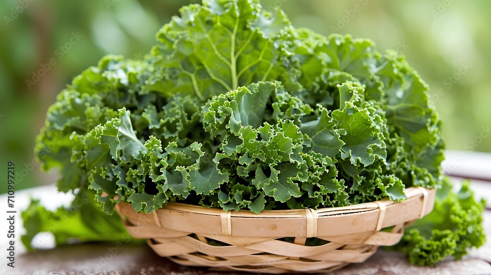 Fresh cabbage kale in a basket Fresh cabbage kale in a basket