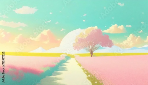 Miimal landspace   pastel color