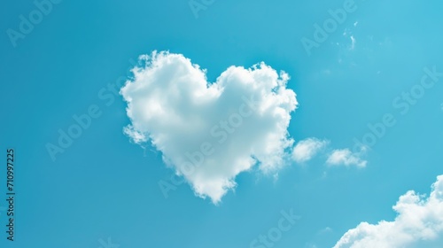 Valentines Day Concept: heart-shaped cloud in a clear blue sky, capturing the essence of Valentine's Day through color, composition, and emotion