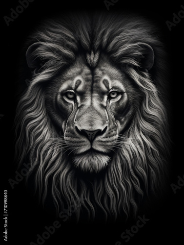 T-shirt design  a realistic graphite pencil sketch of a lion s head  in the style of hyperrealism  intricate detailing of the lion s fur and expressive eyes created with Generative Ai
