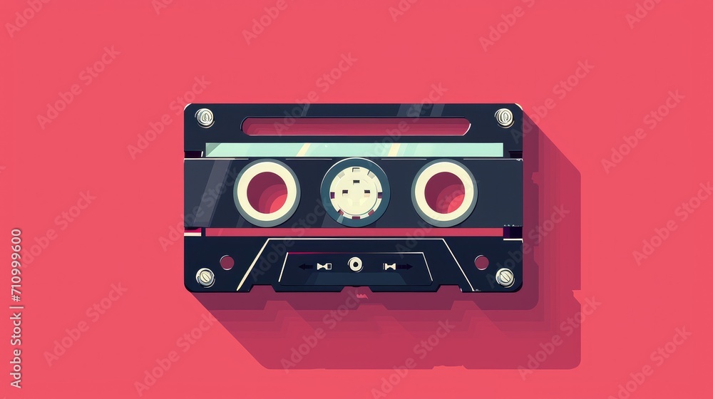 An old audio cassette for a player from the 80s. Flat illustration in retro style An old audio cassette for a player from the 80s. Flat illustration in retro style