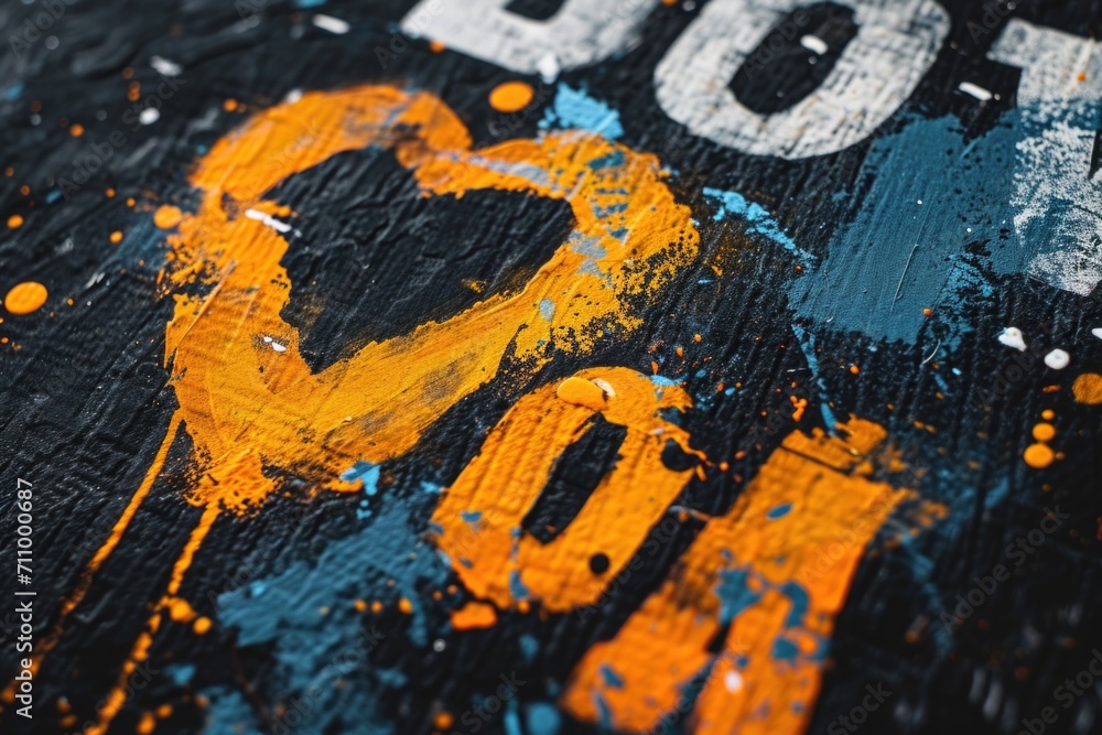 A detailed close-up of a painting with vibrant paint splatters. Perfect for adding a modern and artistic touch to any project A detailed close-up of a painting with vibrant paint splatters. Perfect for adding a modern and artistic touch to any project
