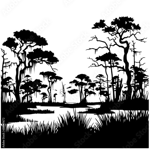 Swamp Landscape Vector Logo Art photo