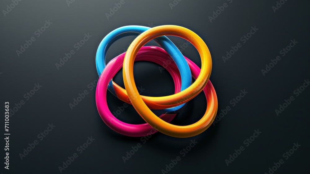 Interlocking circles, rings contour. Circles, rings concept icon - obrazy, fototapety, plakaty 