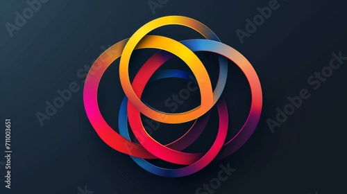 Interlocking circles, rings contour. Circles, rings concept icon photo