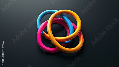 Interlocking circles, rings contour. Circles, rings concept icon photo