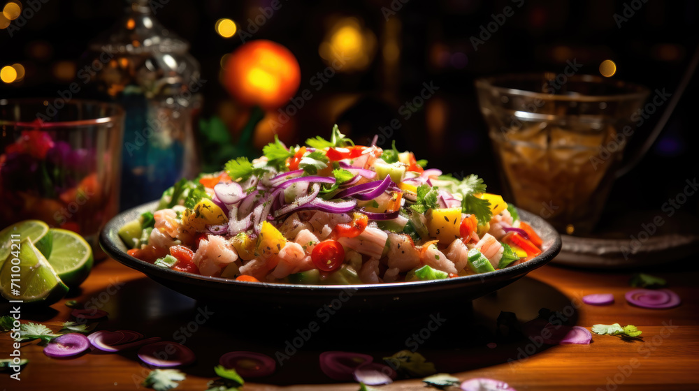 Fresh Ceviche with Vibrant Toppings