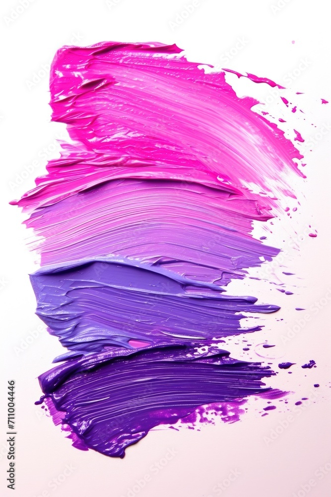 A close up view of a pink and purple paint brush. Can be used for art and craft projects