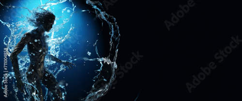 Generative AI image of water man fantasy banner 