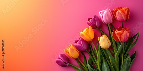 Tulips flower banner, March...