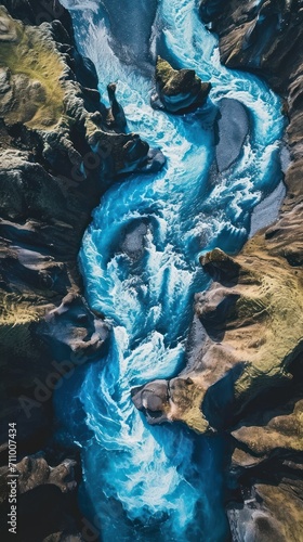 Beauty of river captured from above by a drone. The vast and pristine landscape. 