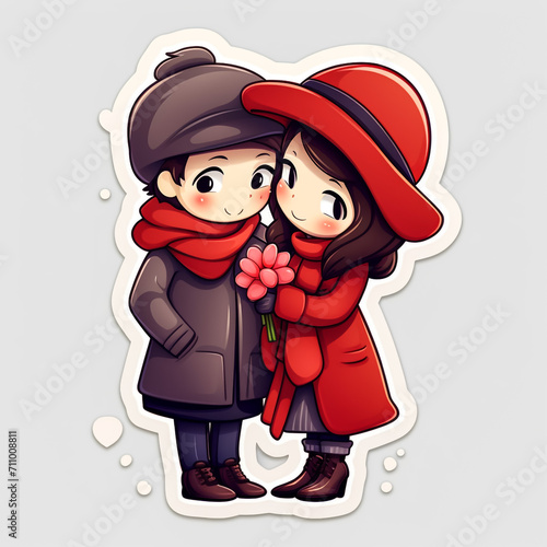 Valentine day kissing couple, cuddling kissing boy and girl, lovely woman and man, vector art and illustration valentine portrait of romance couple. copy space and design assest, for stickers