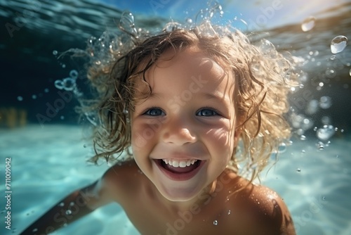 Ecstatic Kid Having Fun Swimming Underwater © duyina1990