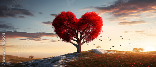 large heart-shaped tree that symbolizes the day of love and friendship