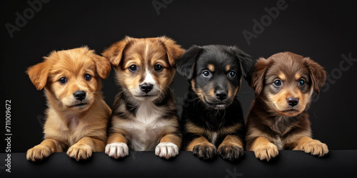 Adorable puppies in a row