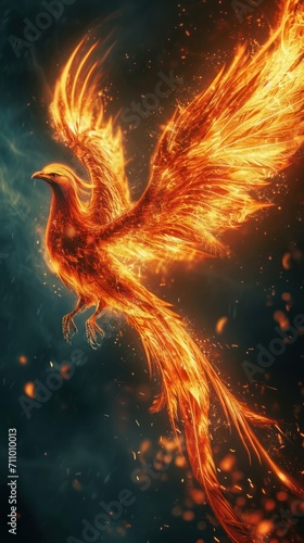 Mythical phoenix, a majestic bird created with the essence of fire.