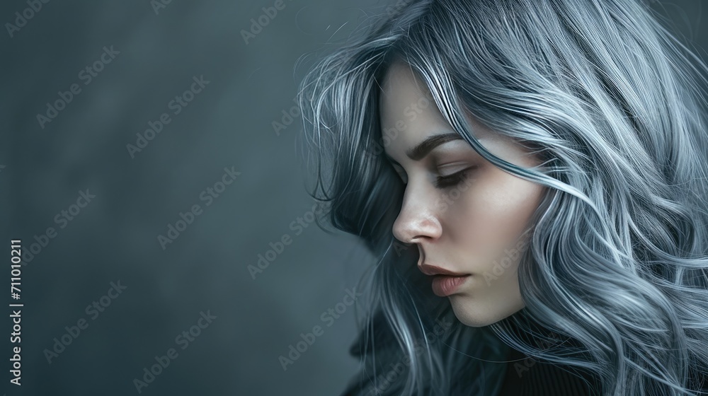 Portrait of Woman With Grey Hair and Black Shirt Portrait of Woman With Grey Hair and Black Shirt