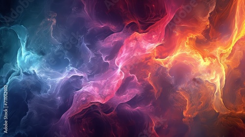 Abstract futuristic backdrop, color background with a light paint texture, forming a modern and futuristic pattern. Space, smoke, rainbow, wallpaper. Glowing particles photo