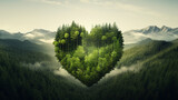 Forest Heartbeat The heart of a traveler overlaid with a dense, green forest, depicting the connection between nature and the human spirit Ideal for eco-friendly travel promotions