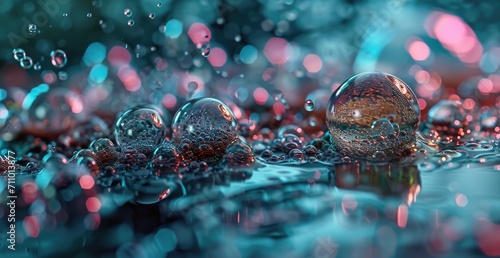 abstract background with water drops and bokeh photo