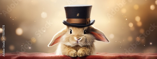 close-up of a small rabbit in a hat
