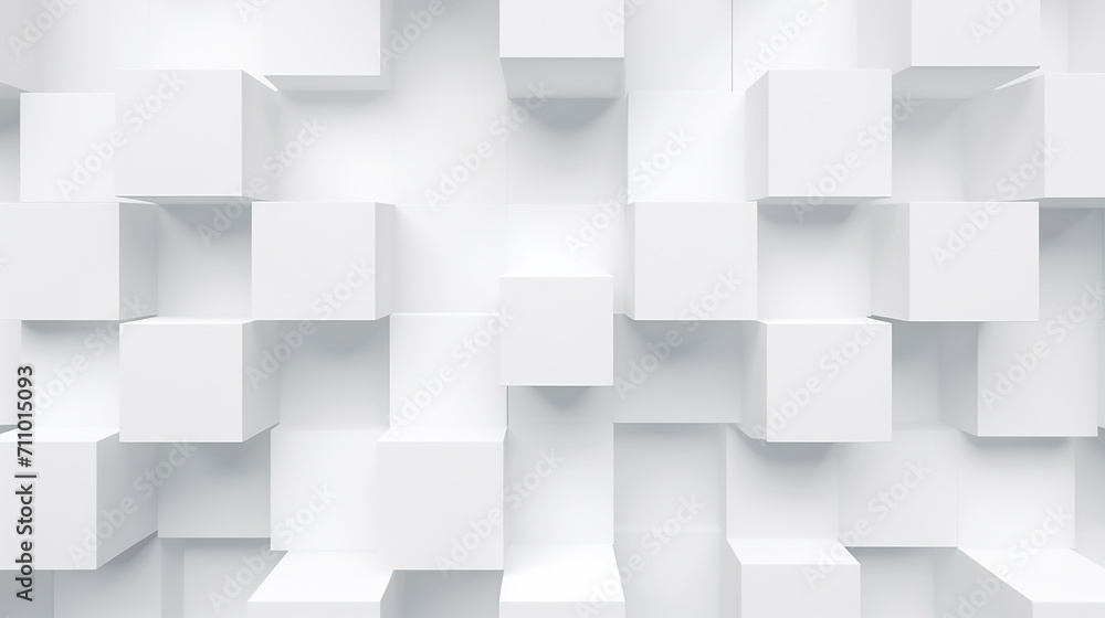 Abstract illustration of white cubes background. Futuristic background with geometric shapes.