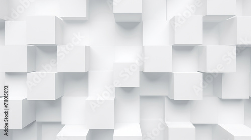 Abstract illustration of white cubes background. Futuristic background with geometric shapes.