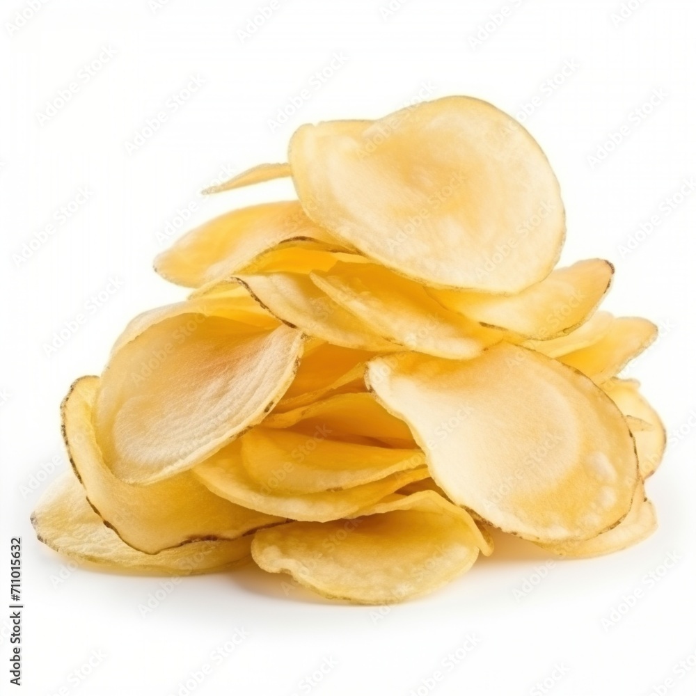 A pile of potato chips A pile of potato chips