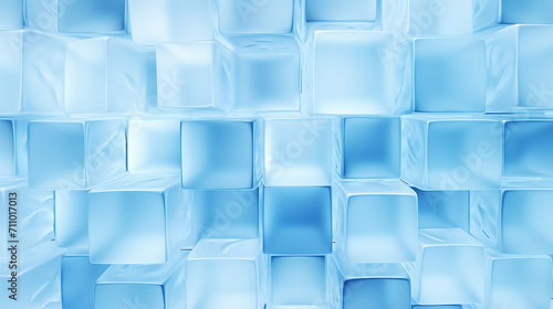 Blue ice cubes background close up