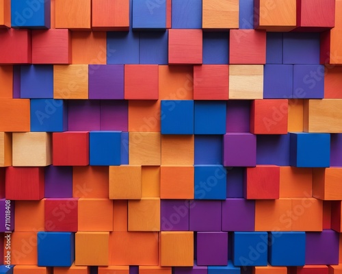 Colorful Geometric Wooden Blocks Pattern