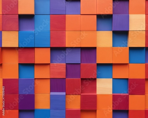 Colorful Geometric Wooden Blocks Pattern